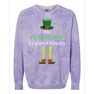 Basketball Leprechaun Matching Family St Patrick's Day Gift Colorblast Crewneck Sweatshirt