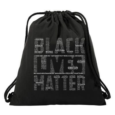 Black Lives Matter With Names Of Victims Blm Drawstring Bag