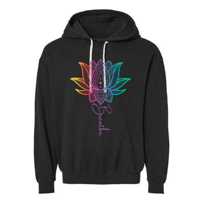 Breathe Lotus Mandala Unalome Inspire & Shine Creations Garment-Dyed Fleece Hoodie