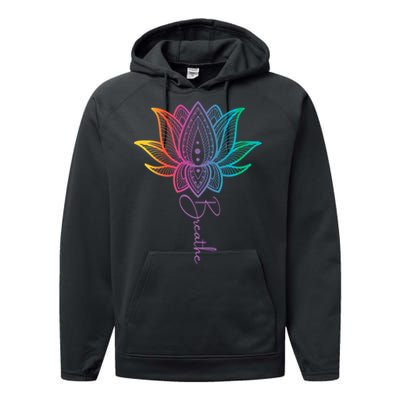 Breathe Lotus Mandala Unalome Inspire & Shine Creations Performance Fleece Hoodie