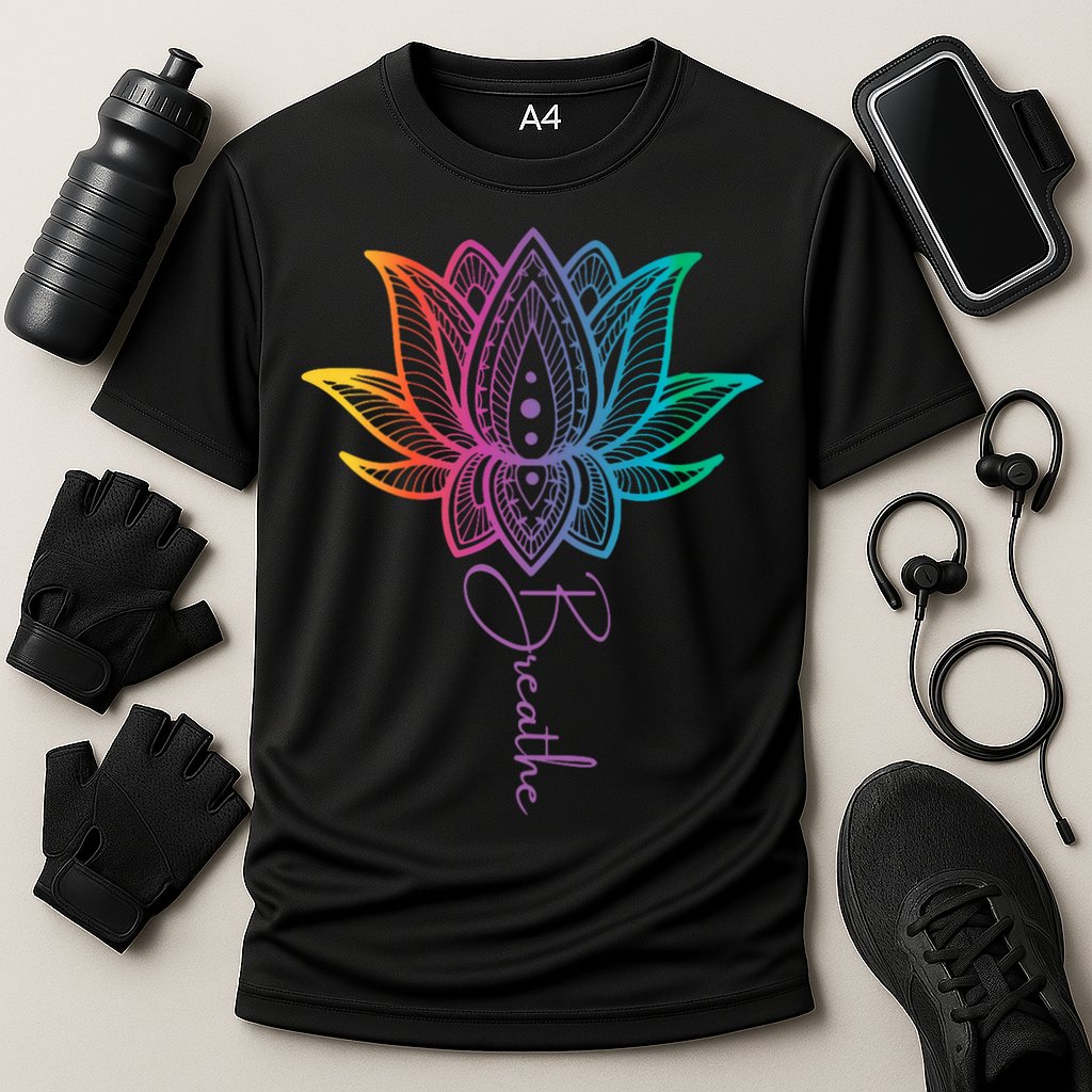Breathe Lotus Mandala Unalome Inspire & Shine Creations Cooling Performance Crew T-Shirt