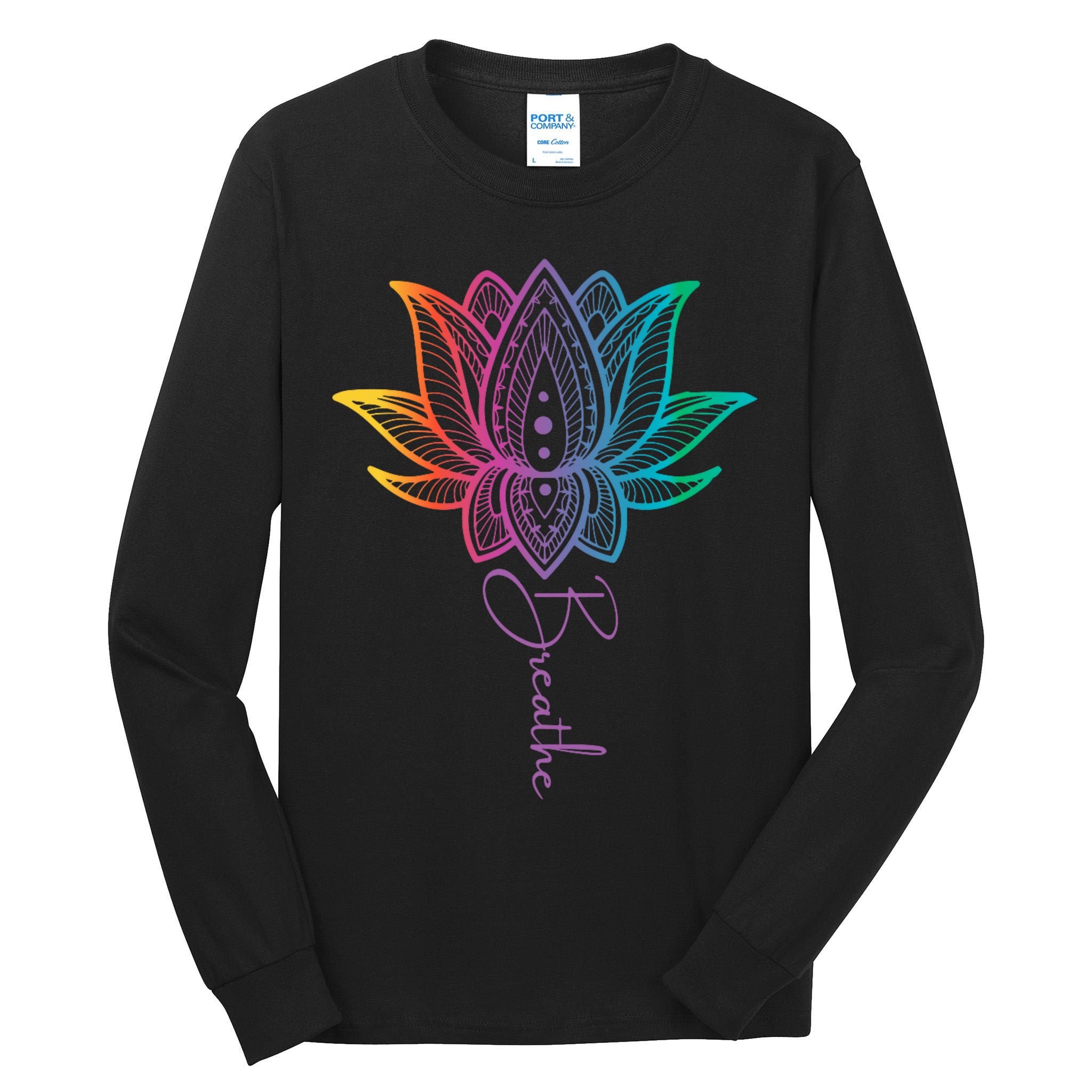 Breathe Lotus Mandala Unalome Inspire & Shine Creations Tall Long Sleeve T-Shirt
