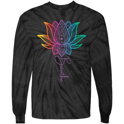 Breathe Lotus Mandala Unalome Inspire & Shine Creations Tie-Dye Long Sleeve Shirt