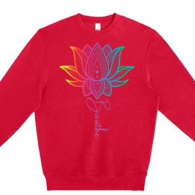 Breathe Lotus Mandala Unalome Inspire & Shine Creations Premium Crewneck Sweatshirt