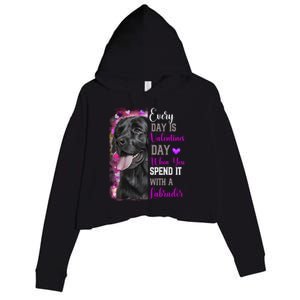 Black Lab Mom Funny Valentines Day Dog Lovers Labrador Cute Gift Crop Fleece Hoodie