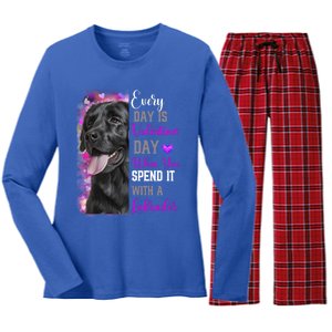 Black Lab Mom Funny Valentines Day Dog Lovers Labrador Cute Gift Women's Long Sleeve Flannel Pajama Set 