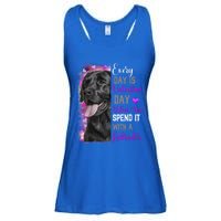 Black Lab Mom Funny Valentines Day Dog Lovers Labrador Cute Gift Ladies Essential Flowy Tank