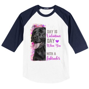 Black Lab Mom Funny Valentines Day Dog Lovers Labrador Cute Gift Baseball Sleeve Shirt