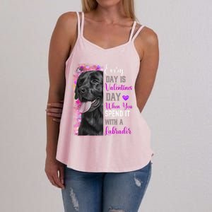 Black Lab Mom Funny Valentines Day Dog Lovers Labrador Cute Gift Women's Strappy Tank