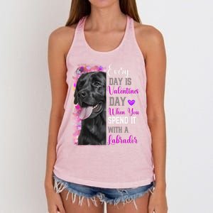 Black Lab Mom Funny Valentines Day Dog Lovers Labrador Cute Gift Women's Knotted Racerback Tank