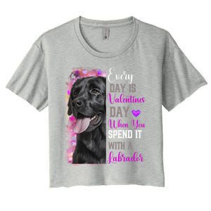 Black Lab Mom Funny Valentines Day Dog Lovers Labrador Cute Gift Women's Crop Top Tee