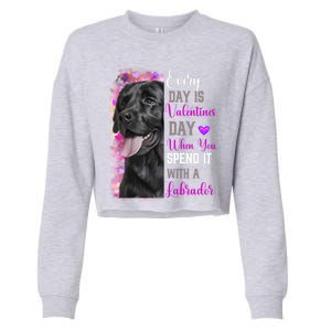 Black Lab Mom Funny Valentines Day Dog Lovers Labrador Cute Gift Cropped Pullover Crew