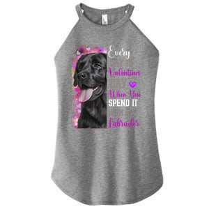 Black Lab Mom Funny Valentines Day Dog Lovers Labrador Cute Gift Women's Perfect Tri Rocker Tank