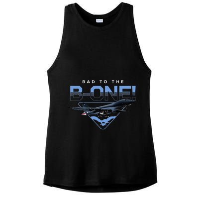 B1 Lancer Military Jet Bomber Airplane Bad To The Bone Ladies PosiCharge Tri-Blend Wicking Tank