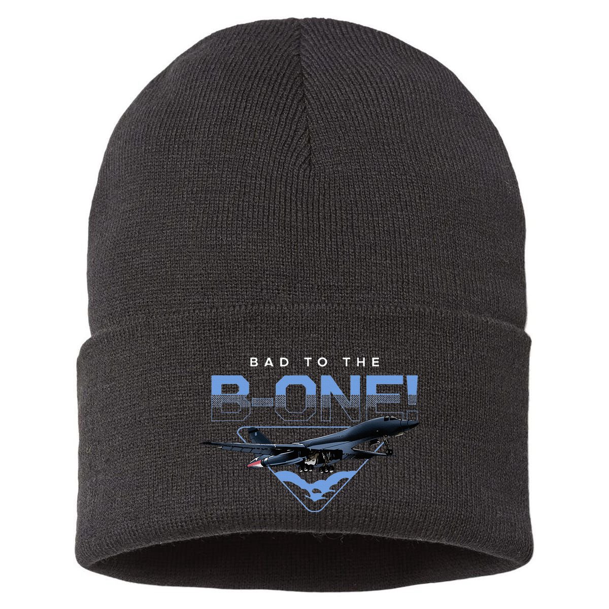 B1 Lancer Military Jet Bomber Airplane Bad To The Bone Sustainable Knit Beanie