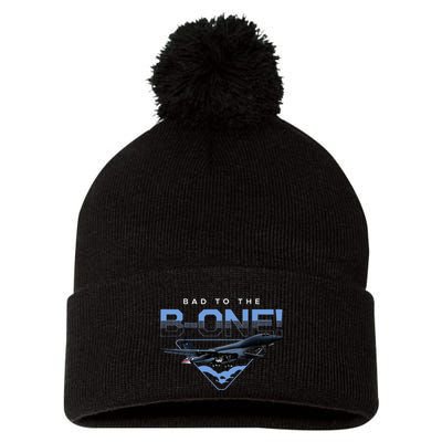 B1 Lancer Military Jet Bomber Airplane Bad To The Bone Pom Pom 12in Knit Beanie