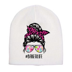 Baker Life Messy Bun Hair Baking Pink Pastry Baker Chef Short Acrylic Beanie