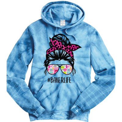 Baker Life Messy Bun Hair Baking Pink Pastry Baker Chef Tie Dye Hoodie