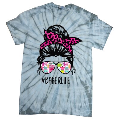 Baker Life Messy Bun Hair Baking Pink Pastry Baker Chef Tie-Dye T-Shirt