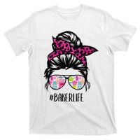 Baker Life Messy Bun Hair Baking Pink Pastry Baker Chef T-Shirt