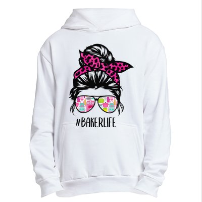 Baker Life Messy Bun Hair Baking Pink Pastry Baker Chef Urban Pullover Hoodie