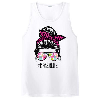 Baker Life Messy Bun Hair Baking Pink Pastry Baker Chef PosiCharge Competitor Tank