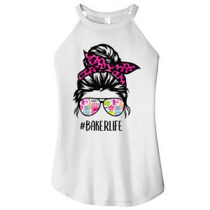 Baker Life Messy Bun Hair Baking Pink Pastry Baker Chef Women's Perfect Tri Rocker Tank