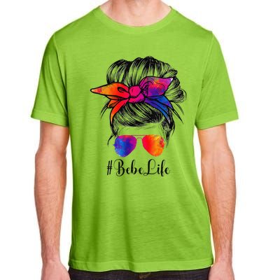 Bebe Life Messy Hair Bun Floral Women Mother's Day Adult ChromaSoft Performance T-Shirt