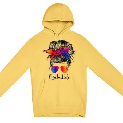 Bebe Life Messy Hair Bun Floral Women Mother's Day Premium Pullover Hoodie