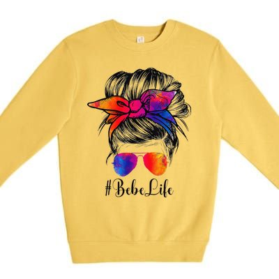 Bebe Life Messy Hair Bun Floral Women Mother's Day Premium Crewneck Sweatshirt