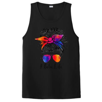 Bebe Life Messy Hair Bun Floral Women Mother's Day PosiCharge Competitor Tank