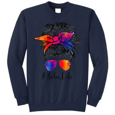 Bebe Life Messy Hair Bun Floral Women Mother's Day Tall Sweatshirt