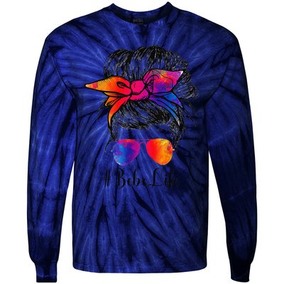 Bebe Life Messy Hair Bun Floral Women Mother's Day Tie-Dye Long Sleeve Shirt