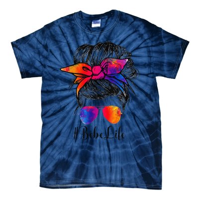 Bebe Life Messy Hair Bun Floral Women Mother's Day Tie-Dye T-Shirt