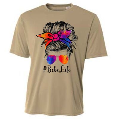 Bebe Life Messy Hair Bun Floral Women Mother's Day Cooling Performance Crew T-Shirt