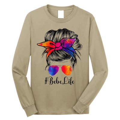 Bebe Life Messy Hair Bun Floral Women Mother's Day Long Sleeve Shirt