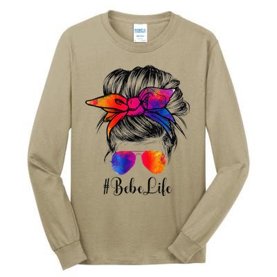 Bebe Life Messy Hair Bun Floral Women Mother's Day Tall Long Sleeve T-Shirt