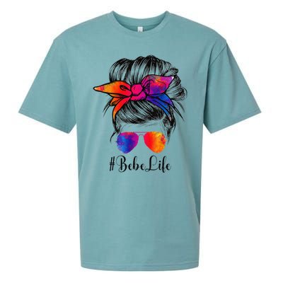 Bebe Life Messy Hair Bun Floral Women Mother's Day Sueded Cloud Jersey T-Shirt