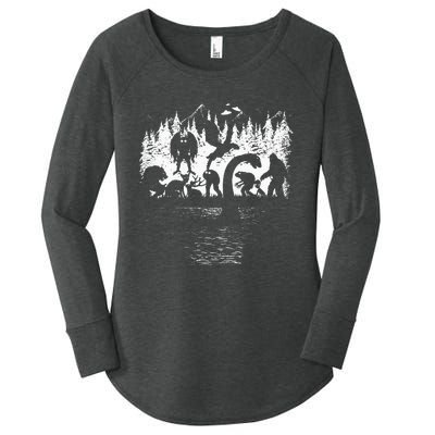 Bigfoot Loch Ness Monster Mothman Chupacabra Aliens Cryptid Women's Perfect Tri Tunic Long Sleeve Shirt