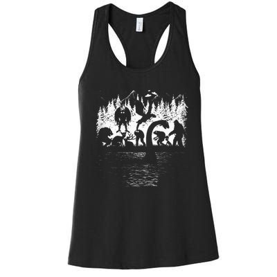 Bigfoot Loch Ness Monster Mothman Chupacabra Aliens Cryptid Women's Racerback Tank