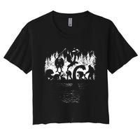 Bigfoot Loch Ness Monster Mothman Chupacabra Aliens Cryptid Women's Crop Top Tee