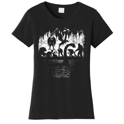 Bigfoot Loch Ness Monster Mothman Chupacabra Aliens Cryptid Women's T-Shirt