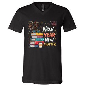 Book Lover New Year New Chapter Happy New Year 2025 V-Neck T-Shirt