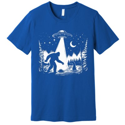 Bigfoot Loch Ness Monster & Ufo Alien Spaceship Premium T-Shirt