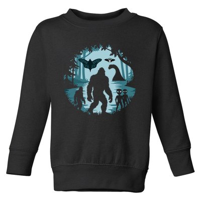 Bigfoot Loch Ness Monster Ufo And Aliens! Funny Cryptid Toddler Sweatshirt