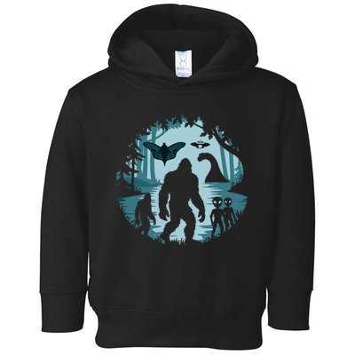 Bigfoot Loch Ness Monster Ufo And Aliens! Funny Cryptid Toddler Hoodie