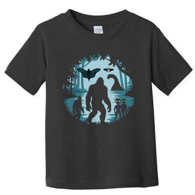 Bigfoot Loch Ness Monster Ufo And Aliens! Funny Cryptid Toddler T-Shirt