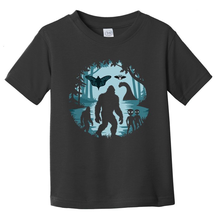 Bigfoot Loch Ness Monster Ufo And Aliens! Funny Cryptid Toddler T-Shirt