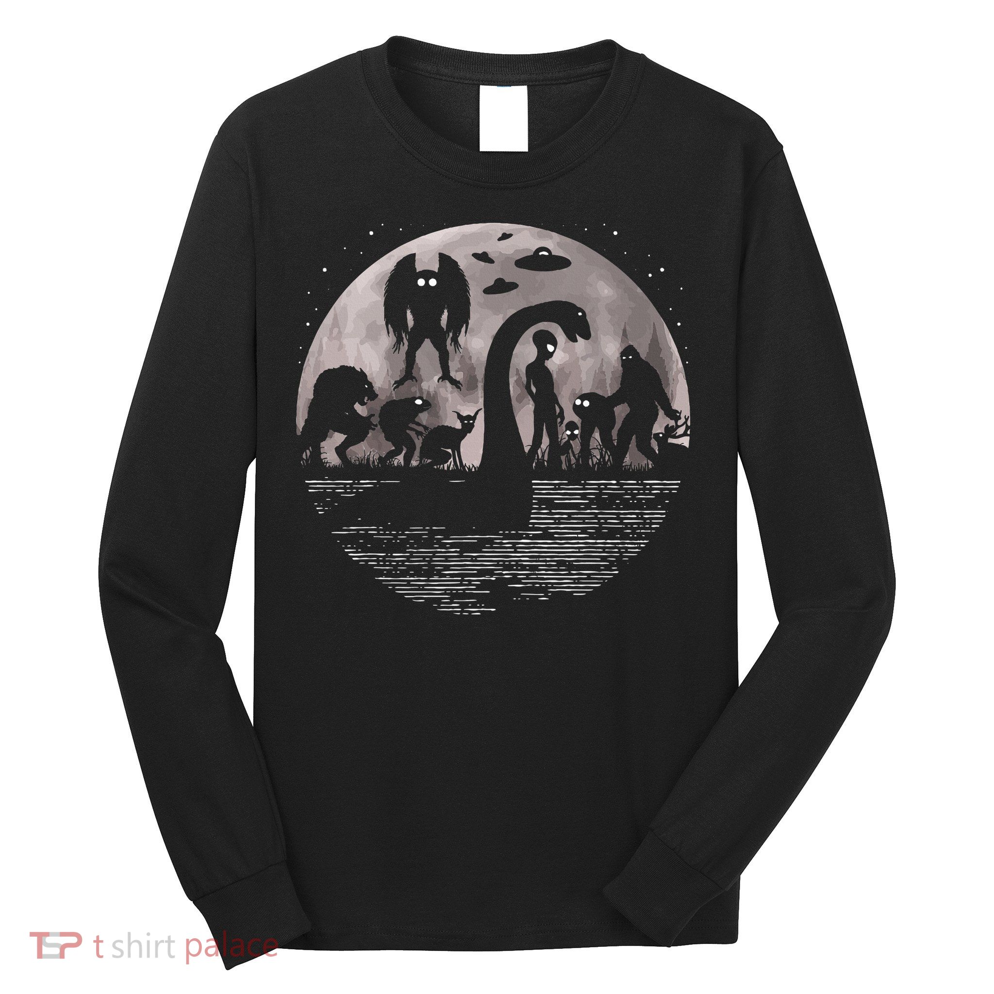 Bigfoot Loch Ness Monster Mothman And Aliens! Funny Cryptid Long Sleeve Shirt