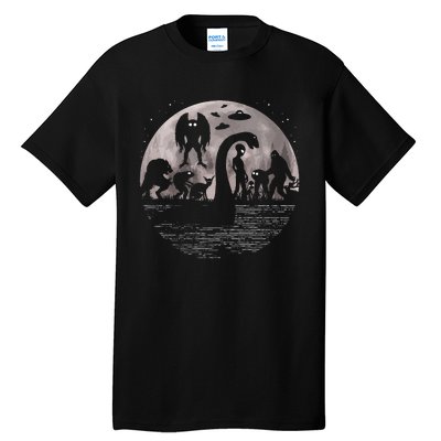 Bigfoot Loch Ness Monster Mothman And Aliens! Funny Cryptid Tall T-Shirt